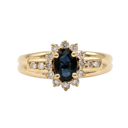 Marguerite Ring in Yellow Gold, Sapphire, and Diamonds