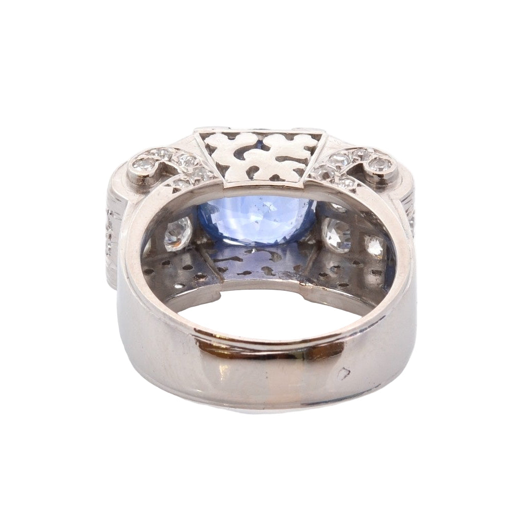 Bague vintage saphir de 5,45 cts et diamants