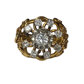 Yellow Gold and Diamond Dome Ring