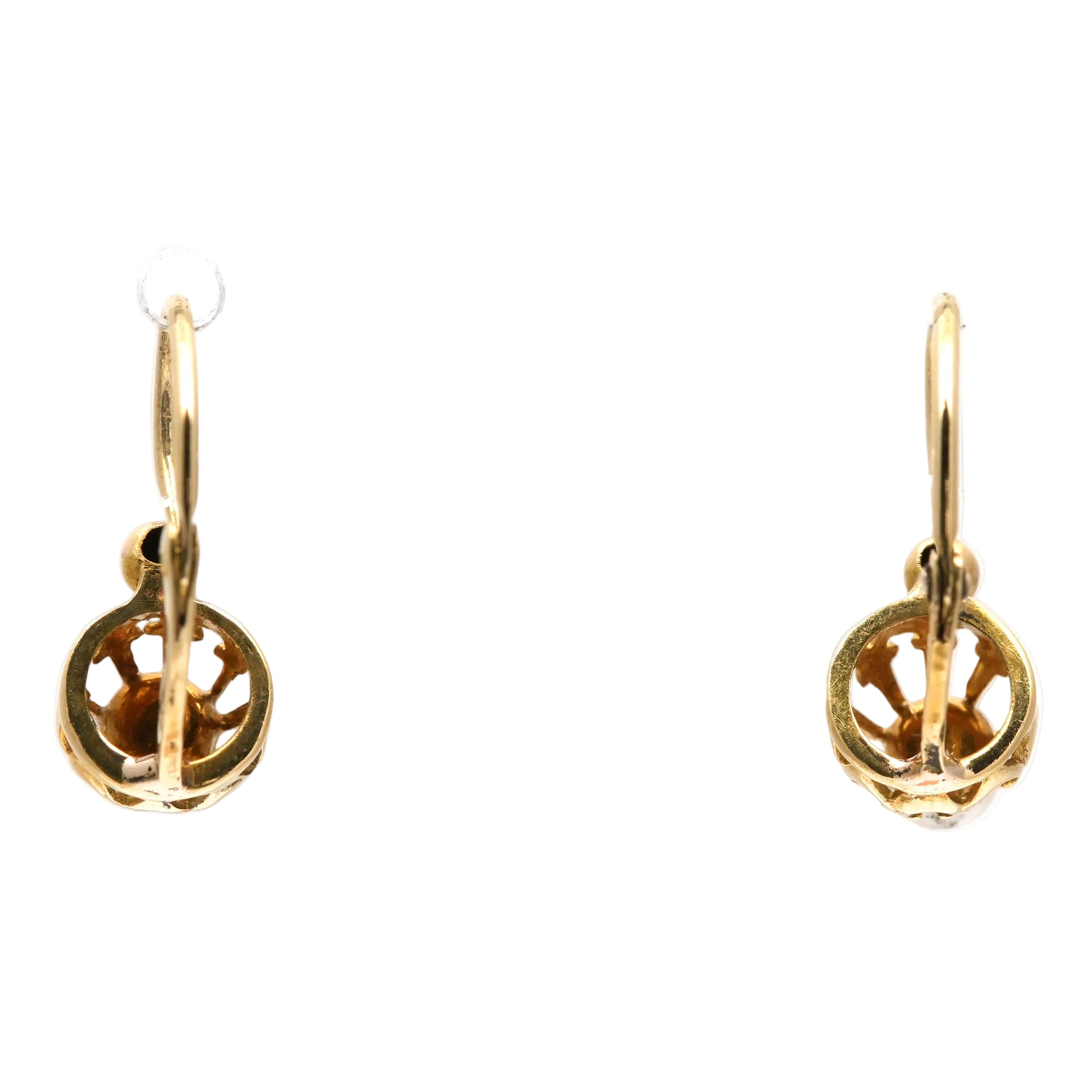 Yellow Gold and Pearl Lever-back Earrings