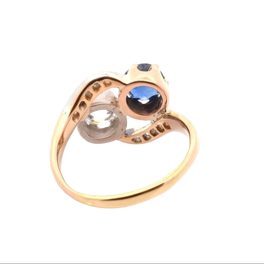 Bague toi et moi diamants et saphirs