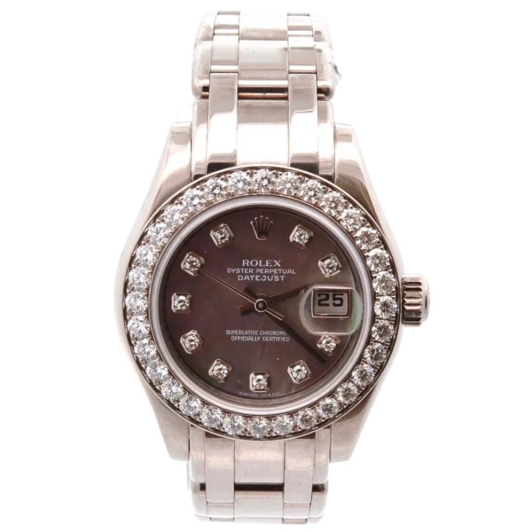 Montre Rolex Pearlmaster diamants en or 18k