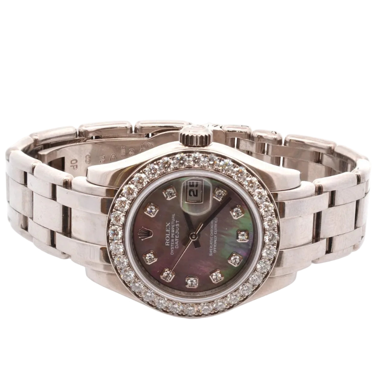 Montre Rolex Pearlmaster diamants en or 18k