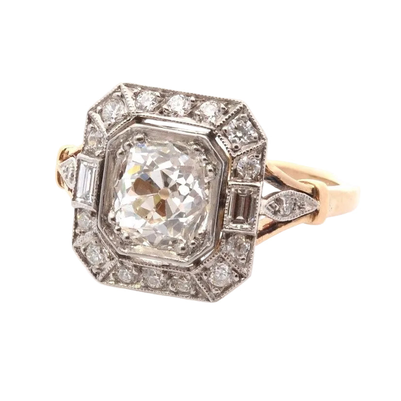 Ring diamond 1.54cts J/VS1 in gold and paltinium