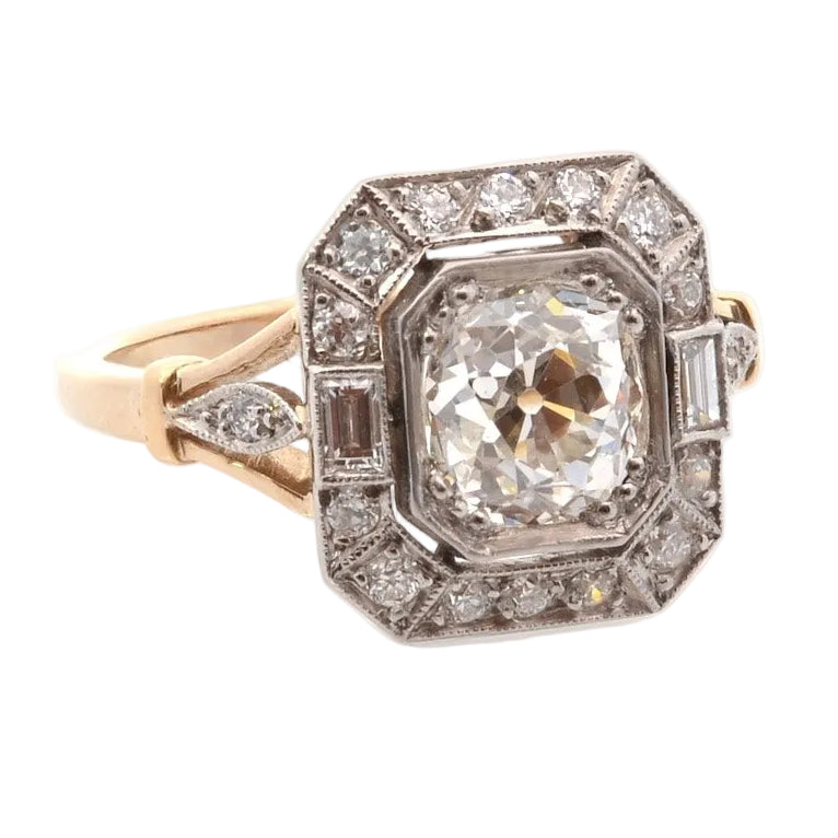 Ring diamond 1.54cts J/VS1 in gold and paltinium