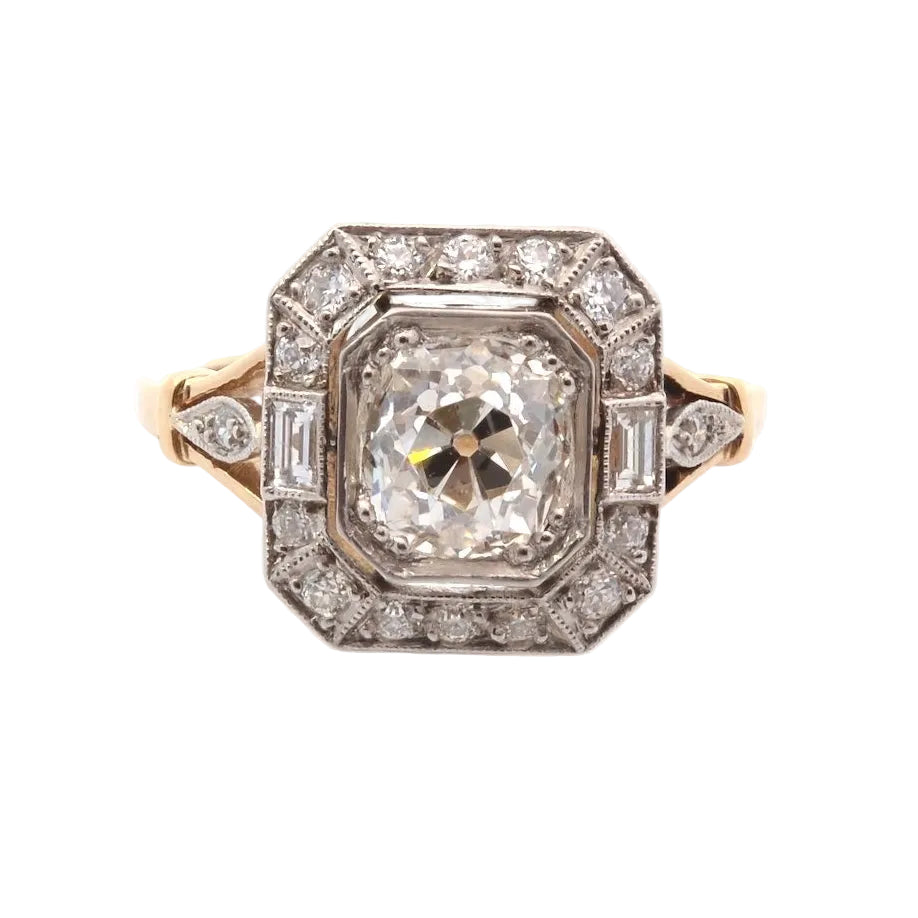 Ring diamond 1.54cts J/VS1 in gold and paltinium
