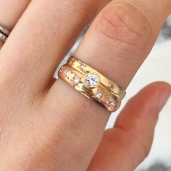 Wedding Band in Yellow gold, Rose gold, and Diamonds