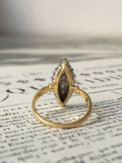 Marquise Ring in White Gold, Yellow Gold, and Diamonds