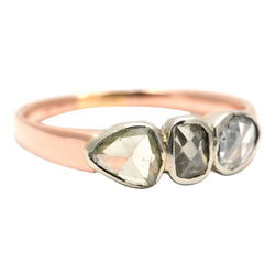 Trilogy Ring in Yellow Gold, Silver, and Diamonds