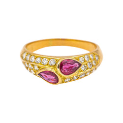 Bague Toi et moi Or Jaune Rubis