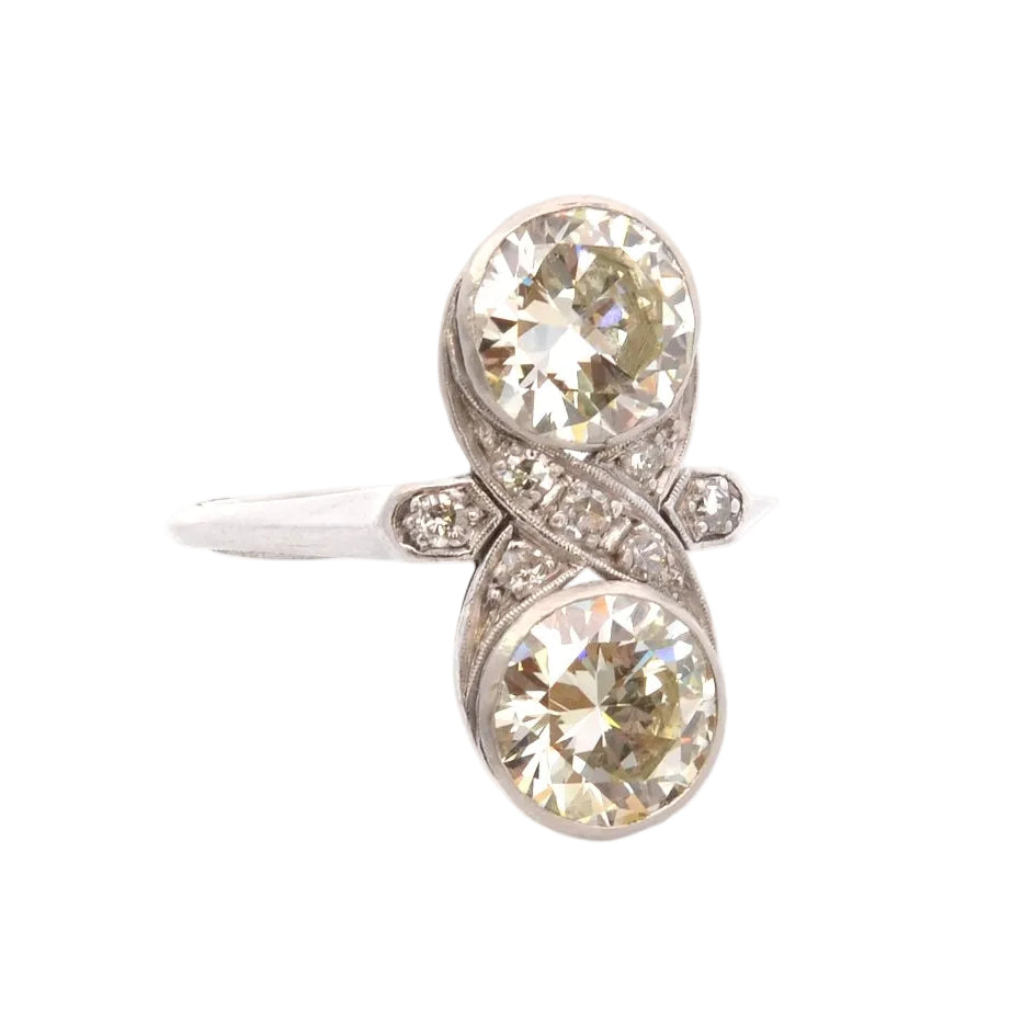 Bague art déco diamants 2,04cts et 1,93cts