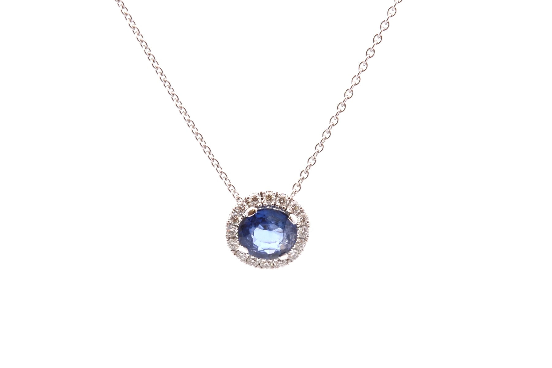 Collier saphir de 1,28cts et diamants