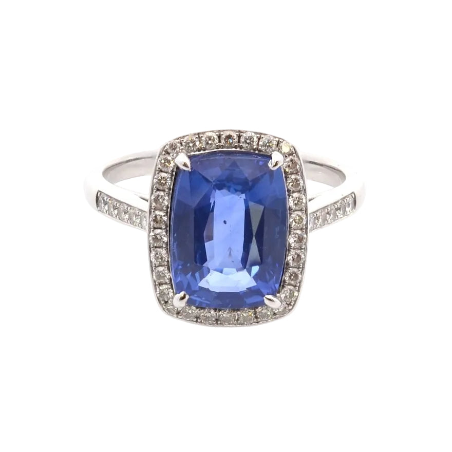 Bague saphir de 4,23cts et diamants