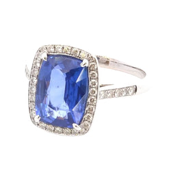 Bague saphir de 4,23cts et diamants