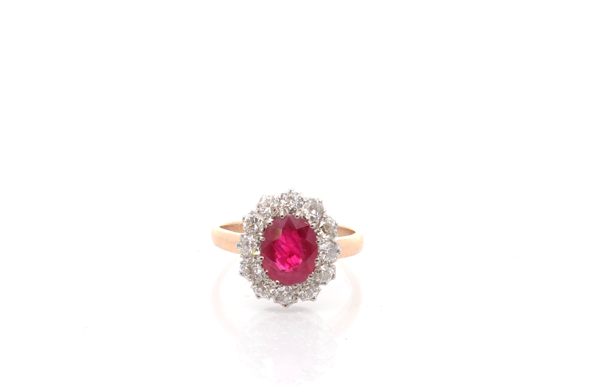 Bague rubis de 2,17cts et diamants