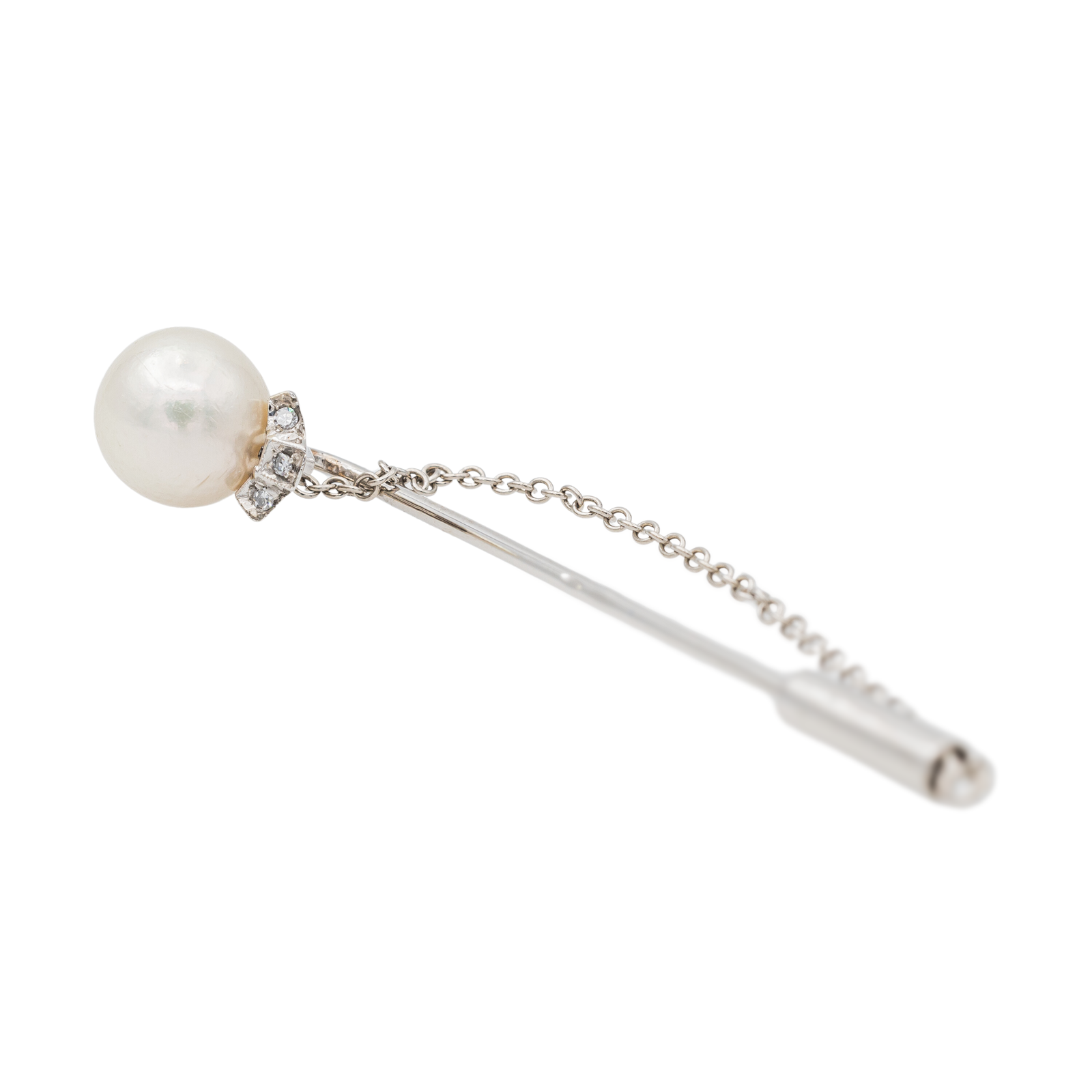 Brooch White gold Pearl pin