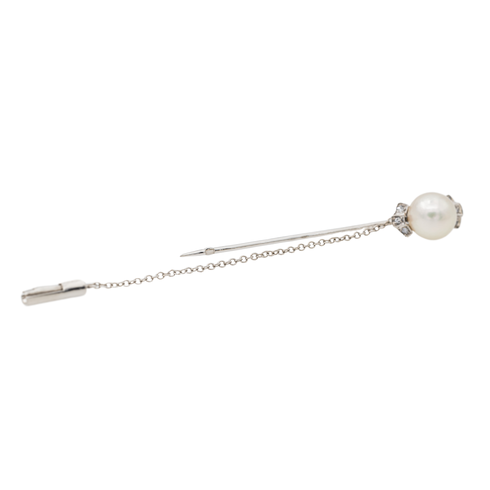Brooch White gold Pearl pin