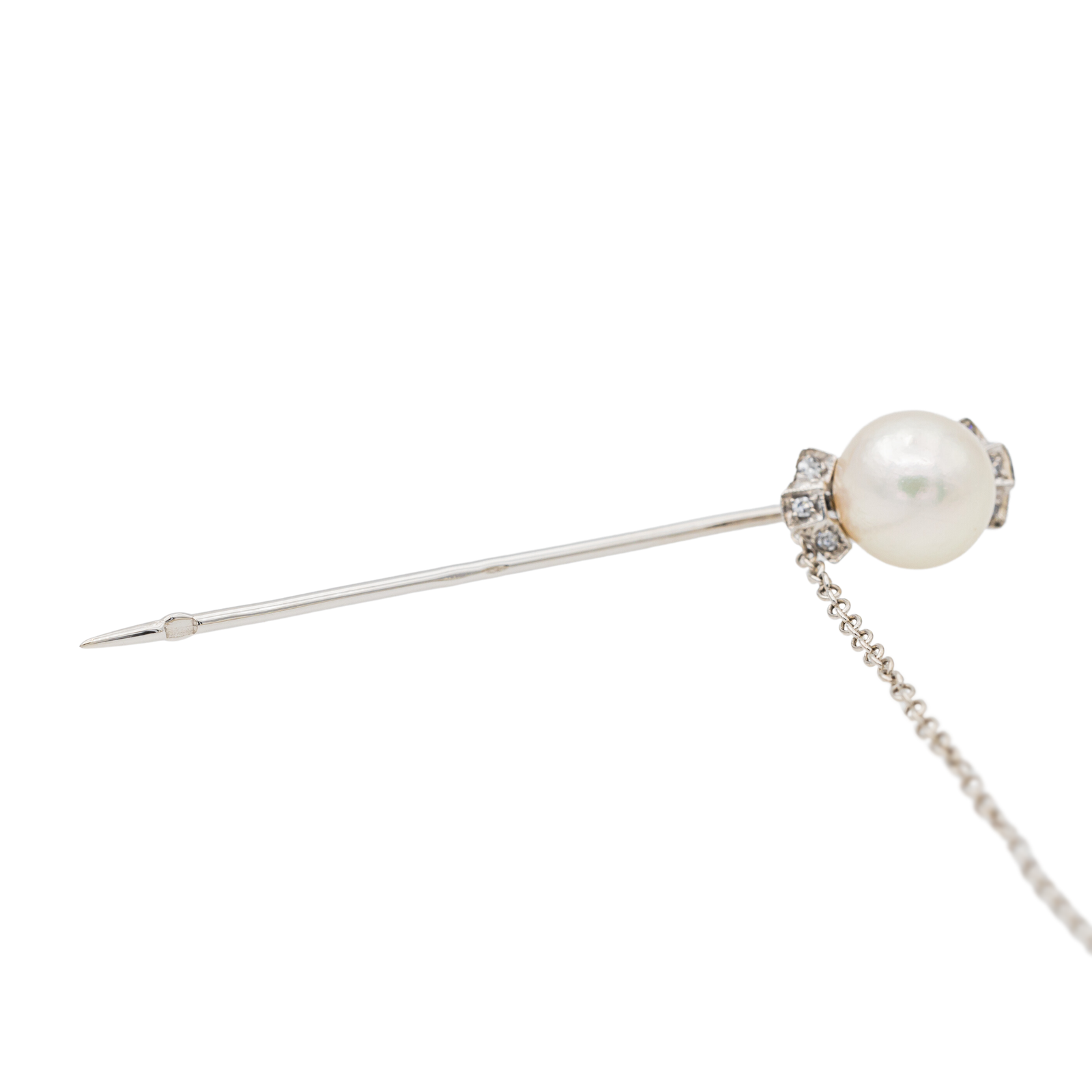 Brooch White gold Pearl pin