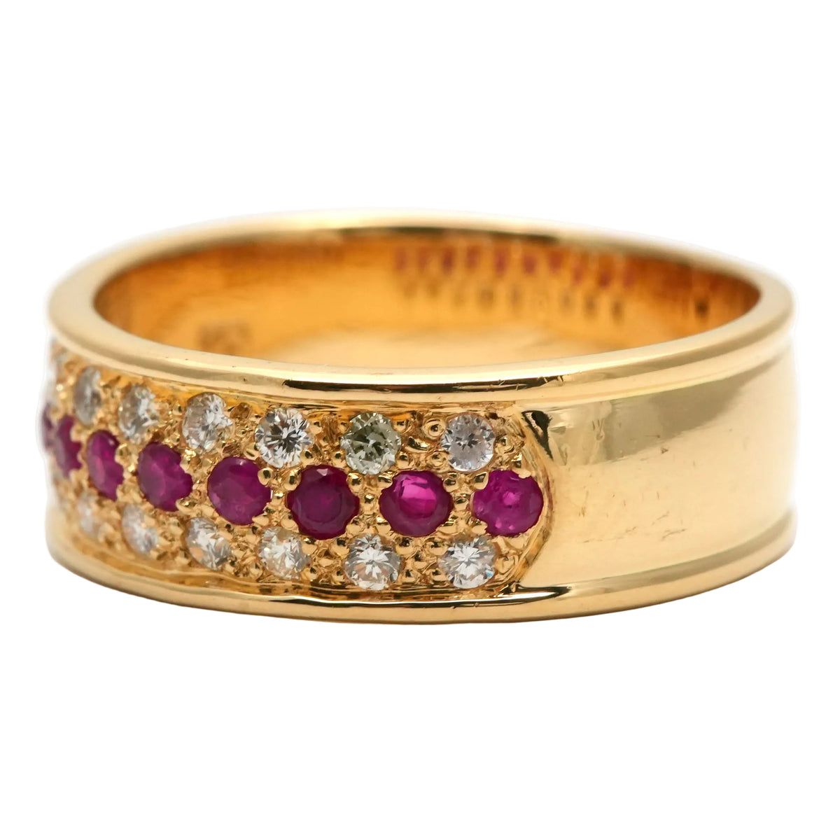 Band Ring in Yellow Gold, Rubies, and Diamonds