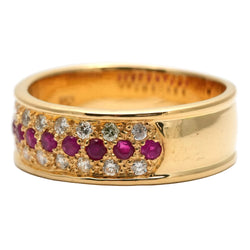 Band Ring in Yellow Gold, Rubies, and Diamonds