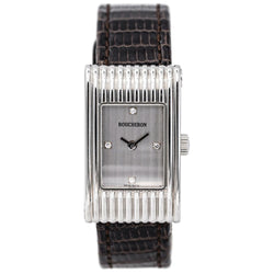 Montre BOUCHERON Reflet en acier, argent, cuir et diamants