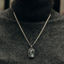 Necklace DAVID YURMAN "Albion Enhancer" pendant in silver, hematite and diamonds black