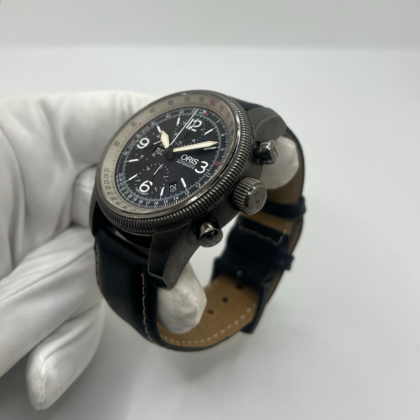 ORIS "Big Crown X1 Calculator" Watch in Steel and Leather