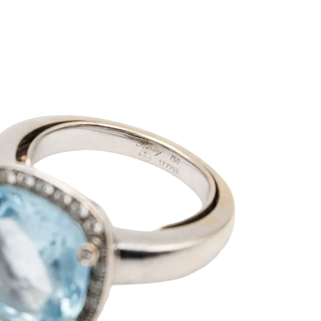 Bague POIRAY "Fille Antik" en or blanc, topaze et diamants