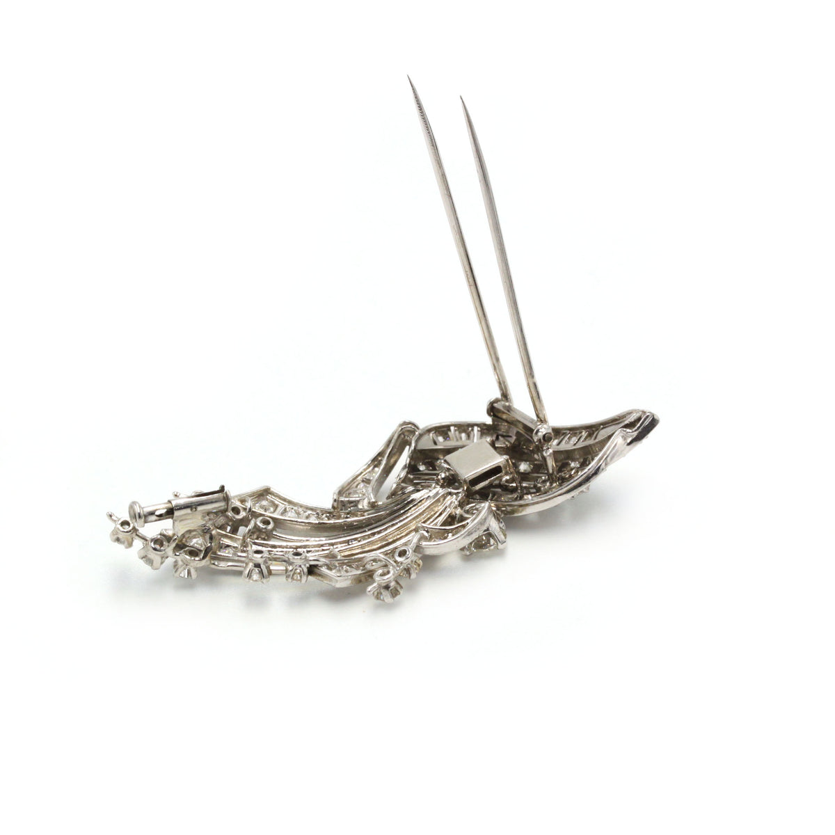 Double-Pin Brooch in Platinum and Diamonds