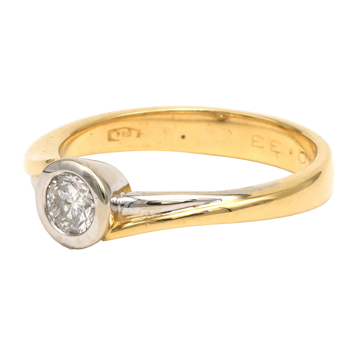 Bague Solitaire en or blanc, or jaune et diamant