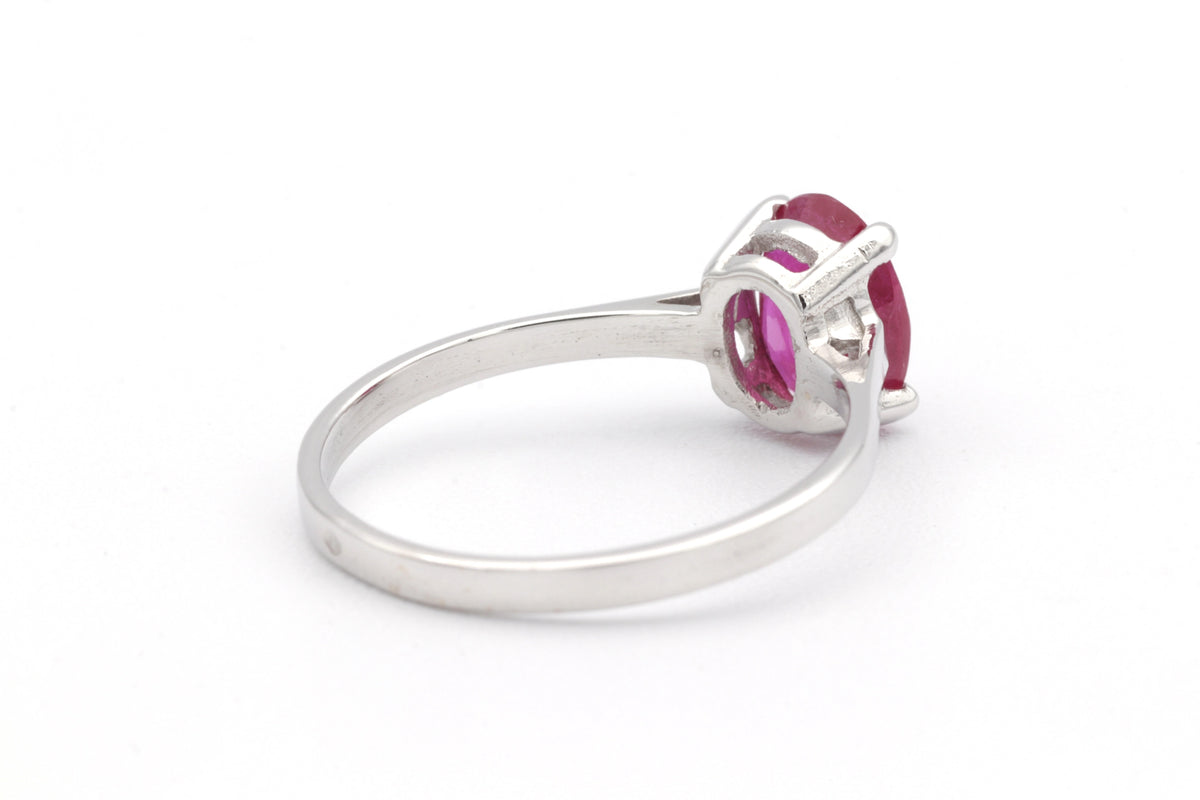 White Gold Solitaire Ring with Ruby