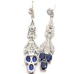 Platinum Drop Earrings with Sapphires and Diamonds