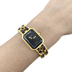 CHANEL "Première" Watch in Gold-plated Metal, Stainless Steel, and Leather