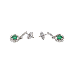 Boucles d'oreilles Pendantes Or blanc Emeraude
