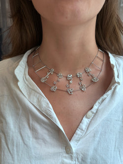 Necklace in white gold and rose-cut diamonds