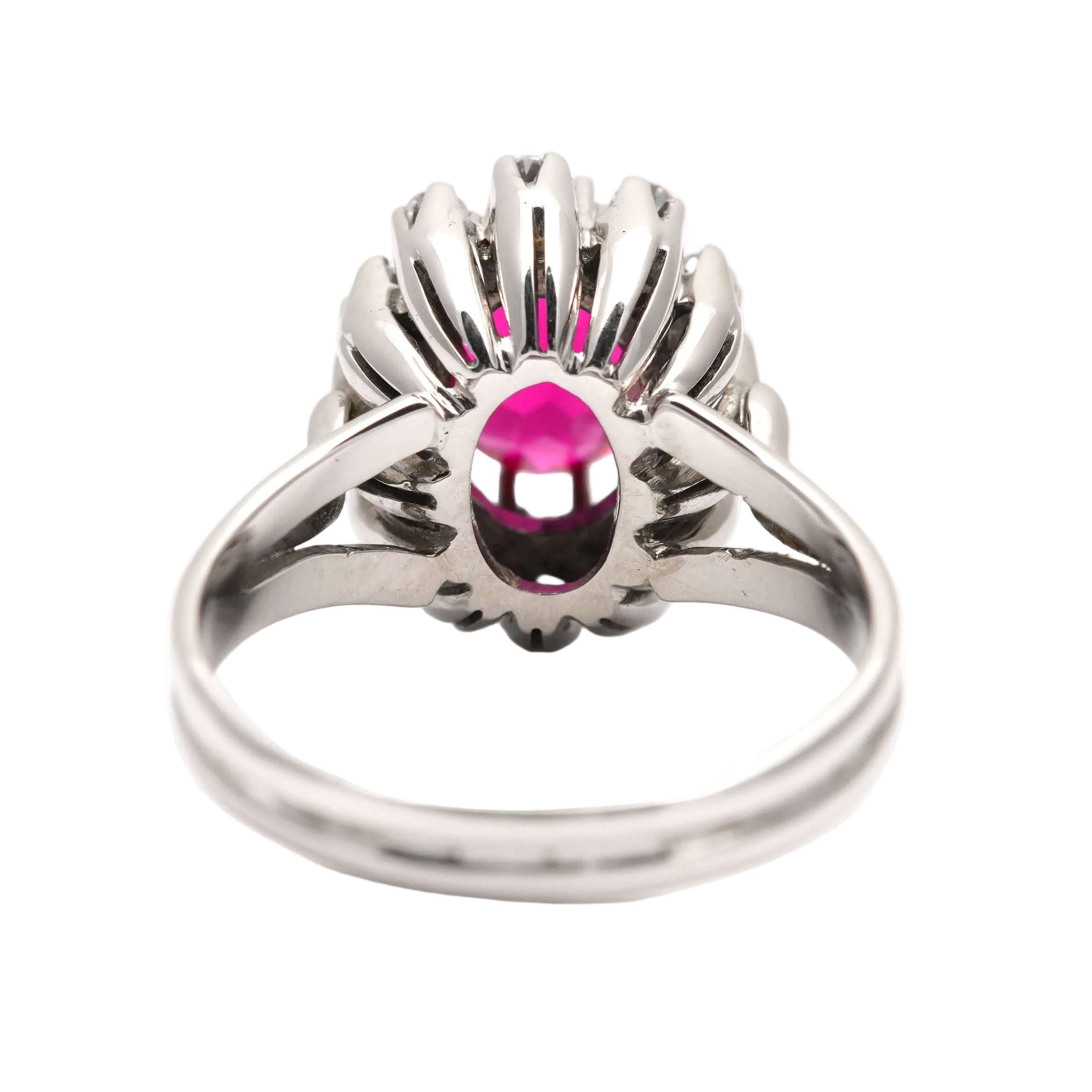 Entourage Ring in White Gold, Rubies, and Diamonds