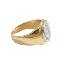 Yellow Gold Signet Ring with Diamonds