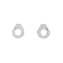 Puces d'oreilles Dinh Van, "Menottes" or blanc et diamants.