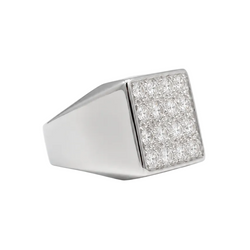 White Gold Signet Ring with Diamonds
