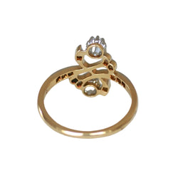 Bague Toi & Moi en or jaune, platine et diamants