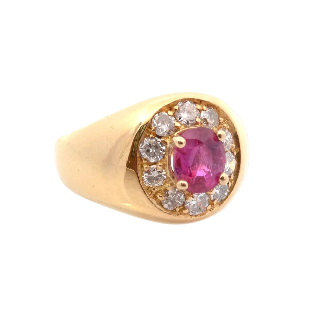 Bague vintage rubis et diamants en or 18k