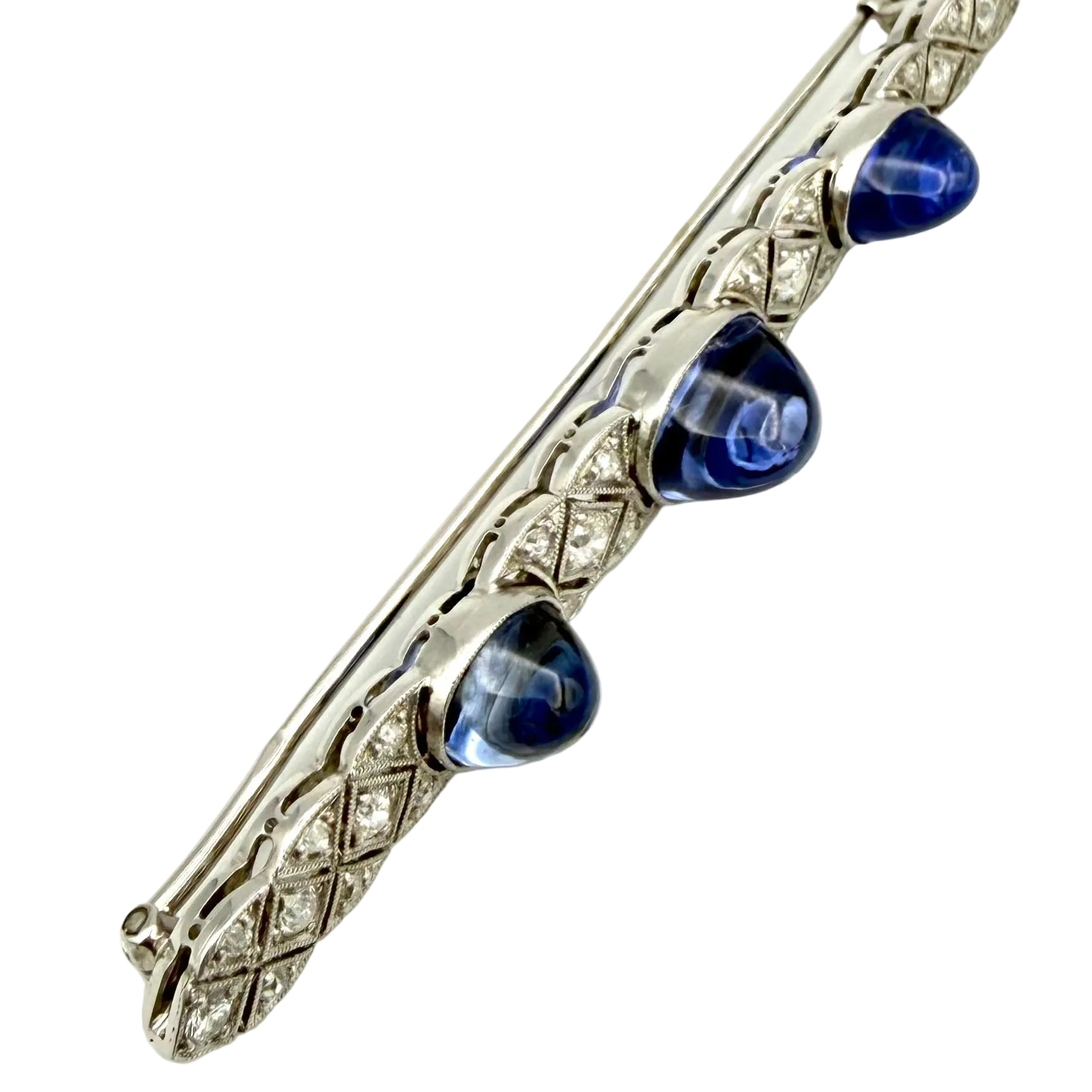 Platinum Brooch with Sapphires and Diamonds