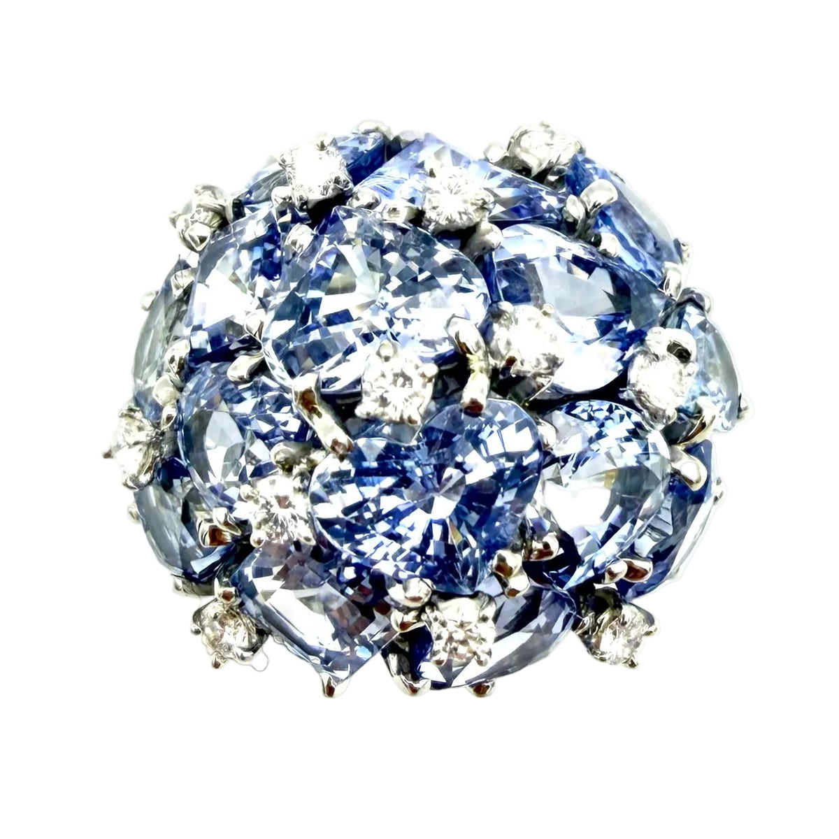 SEAMAN SCHEPPS "Bubbles" Cocktail Ring in white gold, sapphires, and diamonds