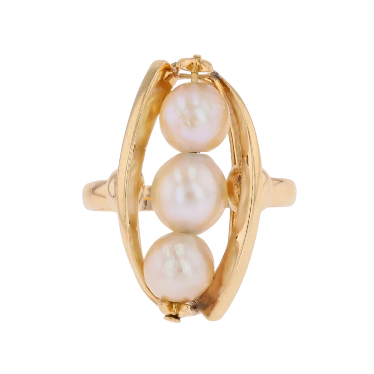 Bague Trilogie en or jaune et perles