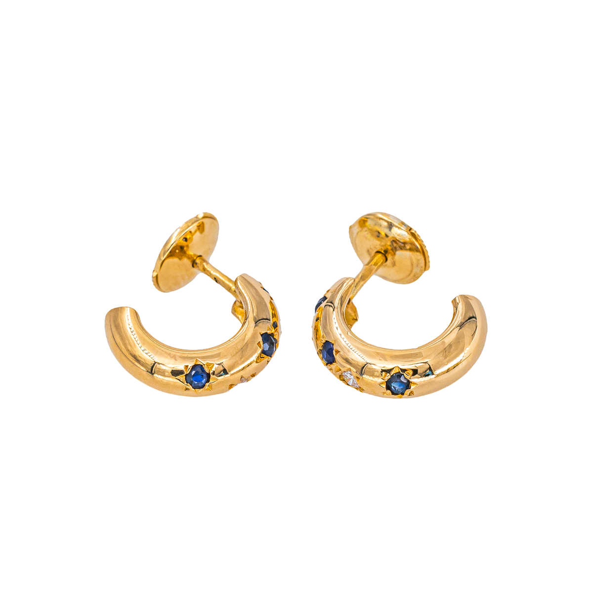Hoop earrings Yellow gold Sapphire