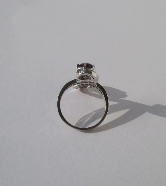 "Toi et Moi" Ring with 19th-Century Swirls, Garnets, Diamonds, and Platinum