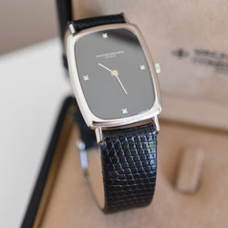 VACHERON CONSTANTIN watch in white gold, stainless steel, leather, Onyx, and Diamonds