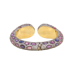 ANDRÉ MARCHA bangle bracelet in yellow gold, silver, sapphires, and diamonds