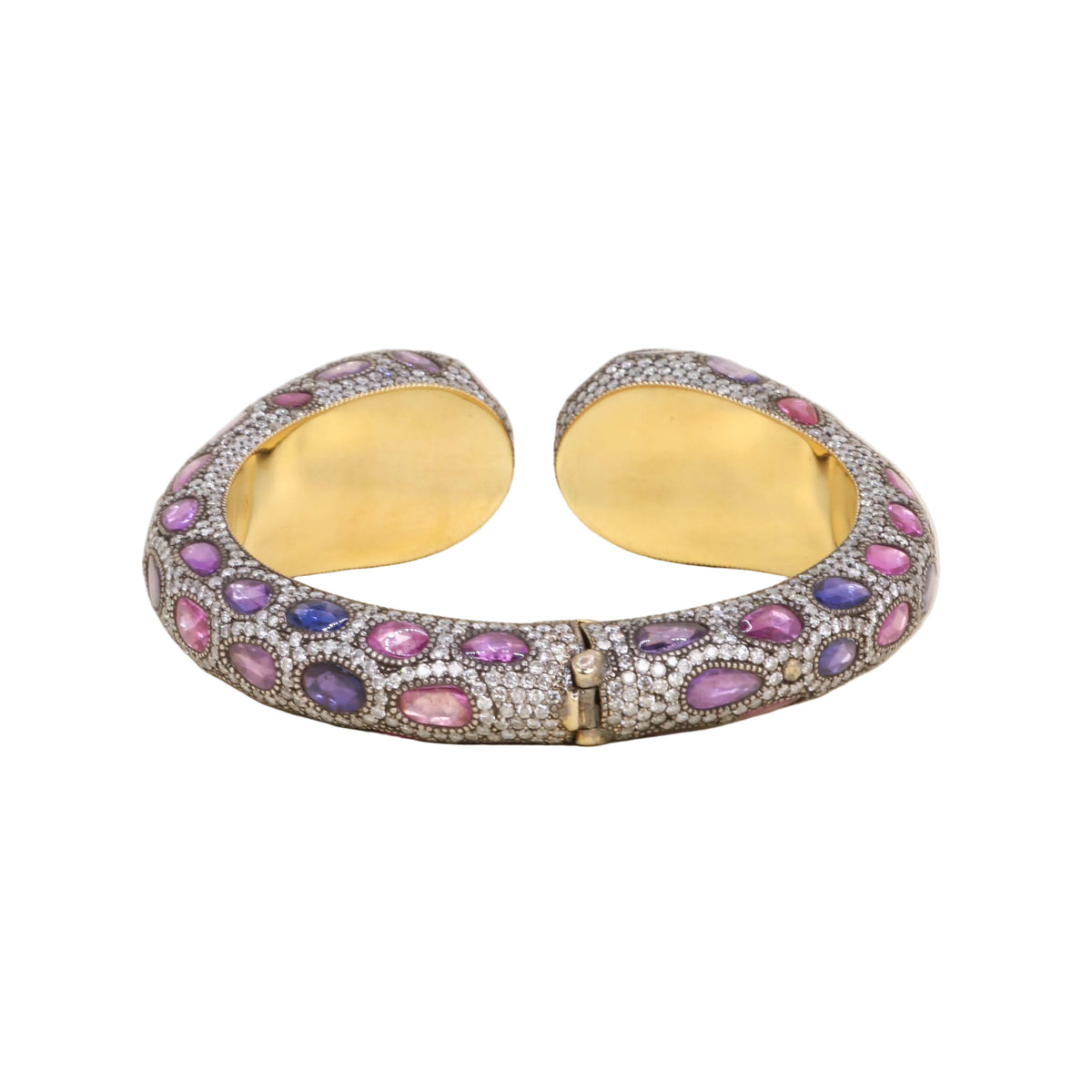 ANDRÉ MARCHA bangle bracelet in yellow gold, silver, sapphires, and diamonds