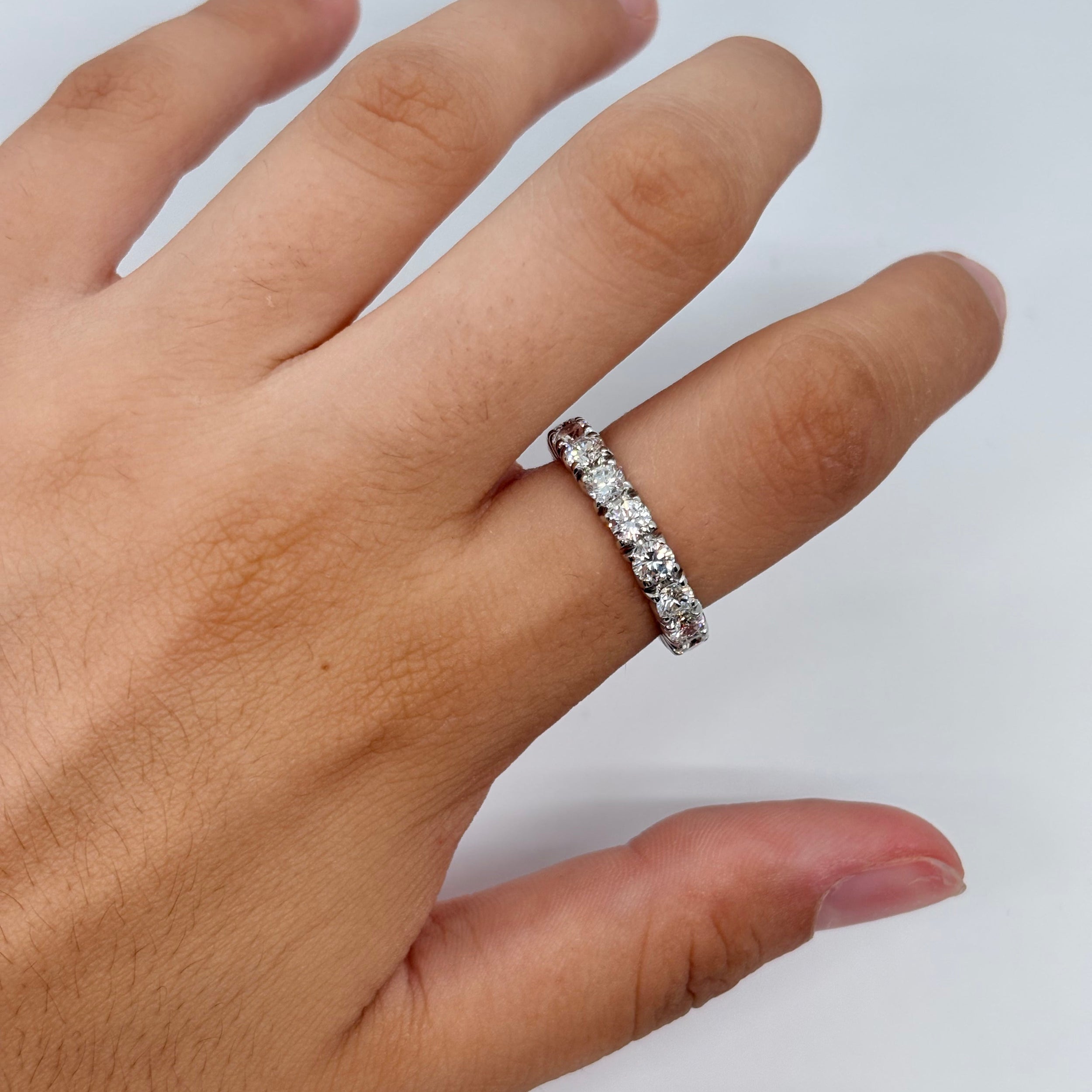 18K White Gold Wedding Band with 3 ct Diamonds